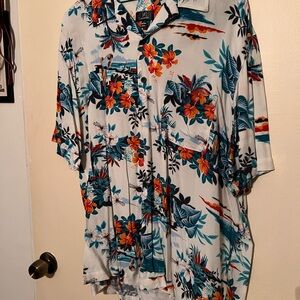 Hawaiian Floral Button-Up Shirt